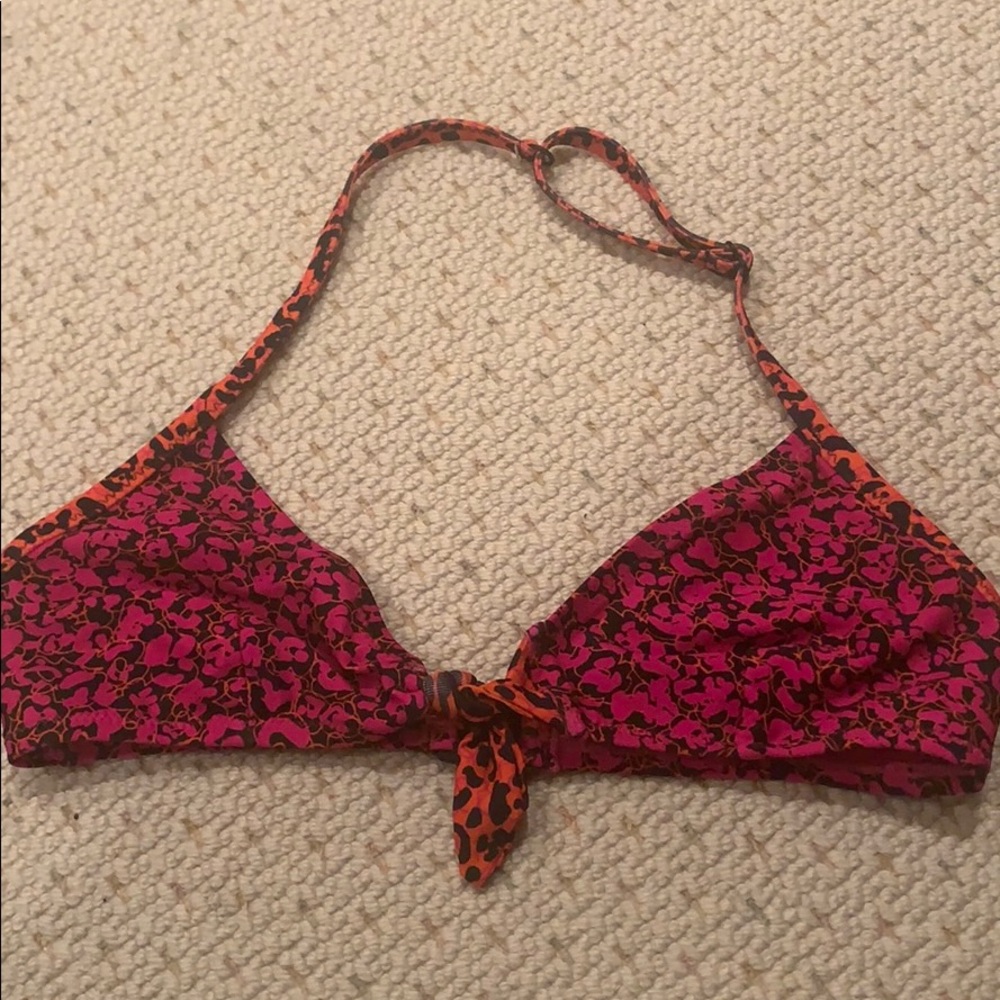 Pink floral bikini top